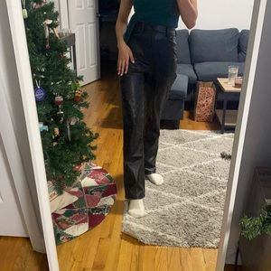 Abercrombie The 90s Straight Ultra High Rise Leather Pants